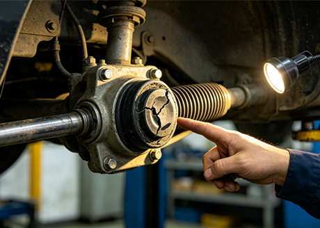 Stiff steering and clicking noises when turning in place: 90% caused by worn steering components.
